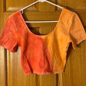 Tie dye lace back crop top